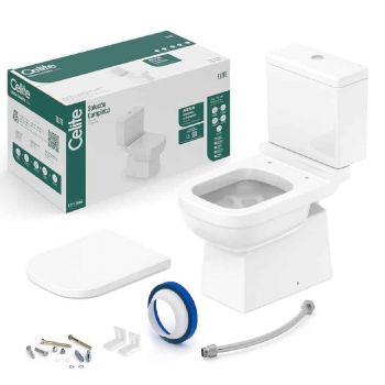 KIT BACIA COM CAIXA, ASSENTO PP SOFT CLOSE E COMPLEMENTOS DE INSTALAÇÃO ELITE
