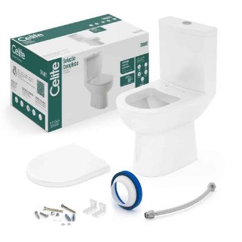 KIT BACIA COM CAIXA, ASSENTO PP SOFT CLOSE E COMPLEMENTOS DE INSTALAÇÃO SMART