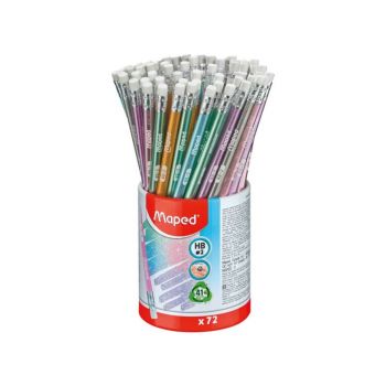 LAPIS GRAFITE HB GLITTER COM BORRACHA POTE X 72