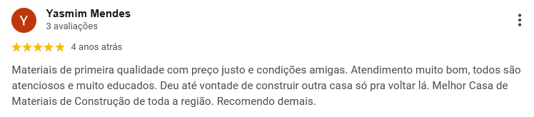Print de avaliação do Google - ACG Material de Construção